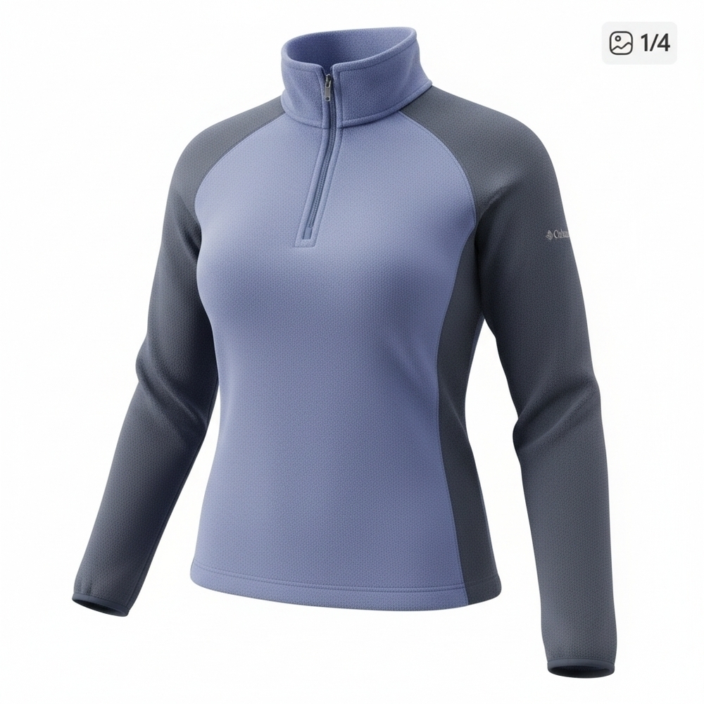 Columbia Blue and Gray Quarter-Zip Pullover, Size Small